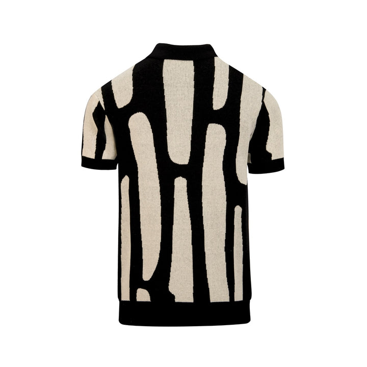 Camisa tipo polo de punto jacquard clásica retro de arte negro para hombre