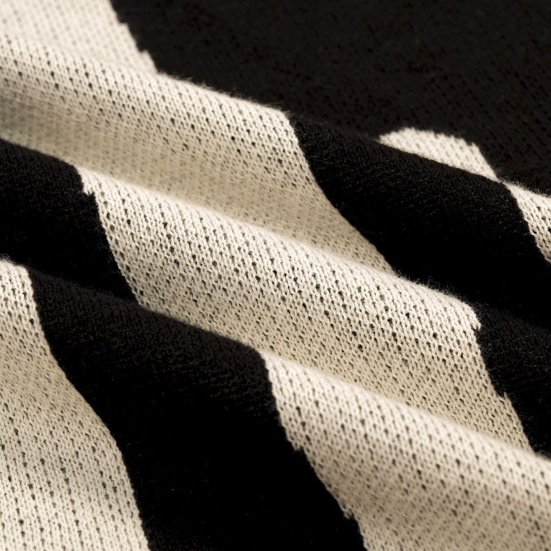 Camisa tipo polo de punto jacquard clásica retro de arte negro para hombre