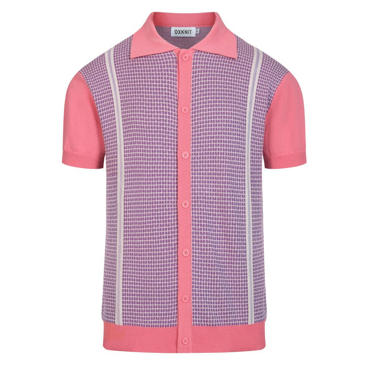 Herren Pink Vintage Karo Klassische Jacquard Strickjacke