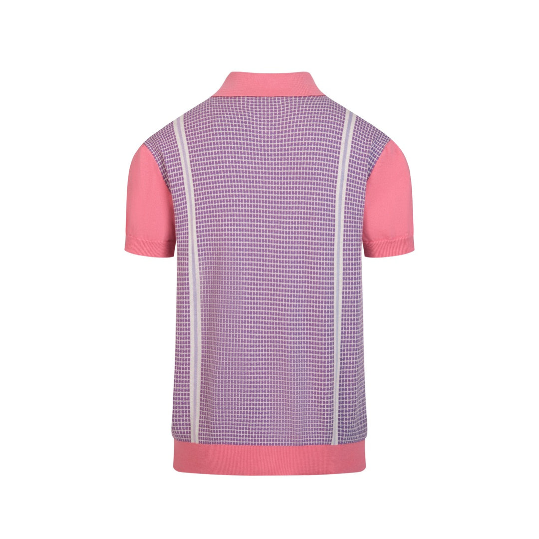 Herren Pink Vintage Karo Klassische Jacquard Strickjacke