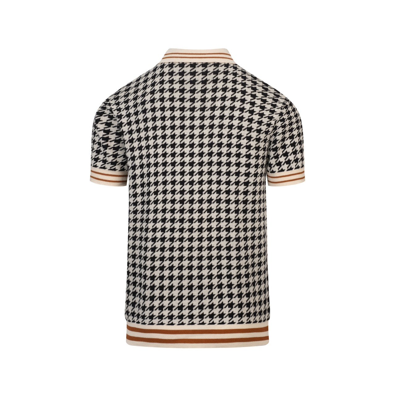 Men's Black Vintage Classic Houndstooth Jacquard Knitted Cardigan