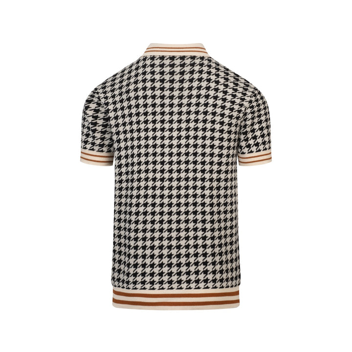 Heren Zwarte Vintage Klassieke Houndstooth Jacquard Gebreid Vest