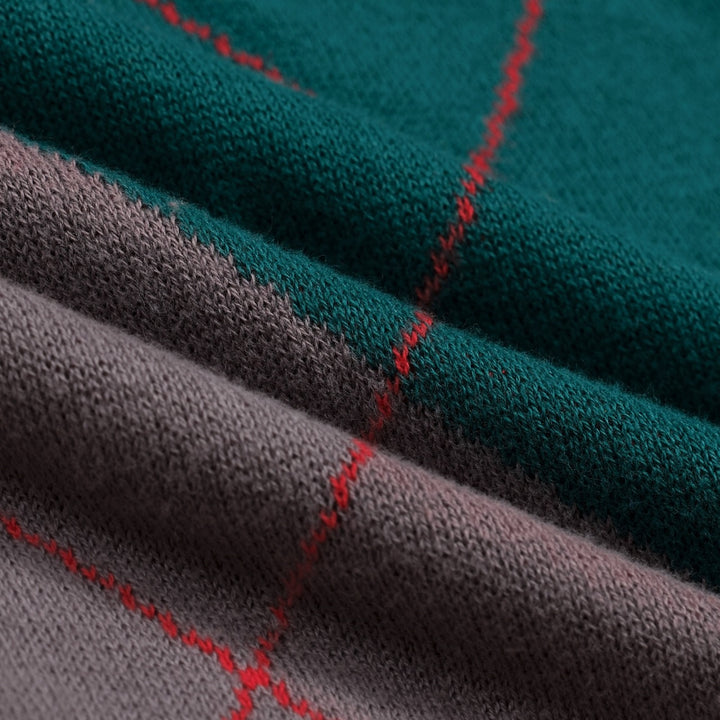 Camisola Polo Cinzenta Clássica para Homem com Padrão de Diamante Jacquard