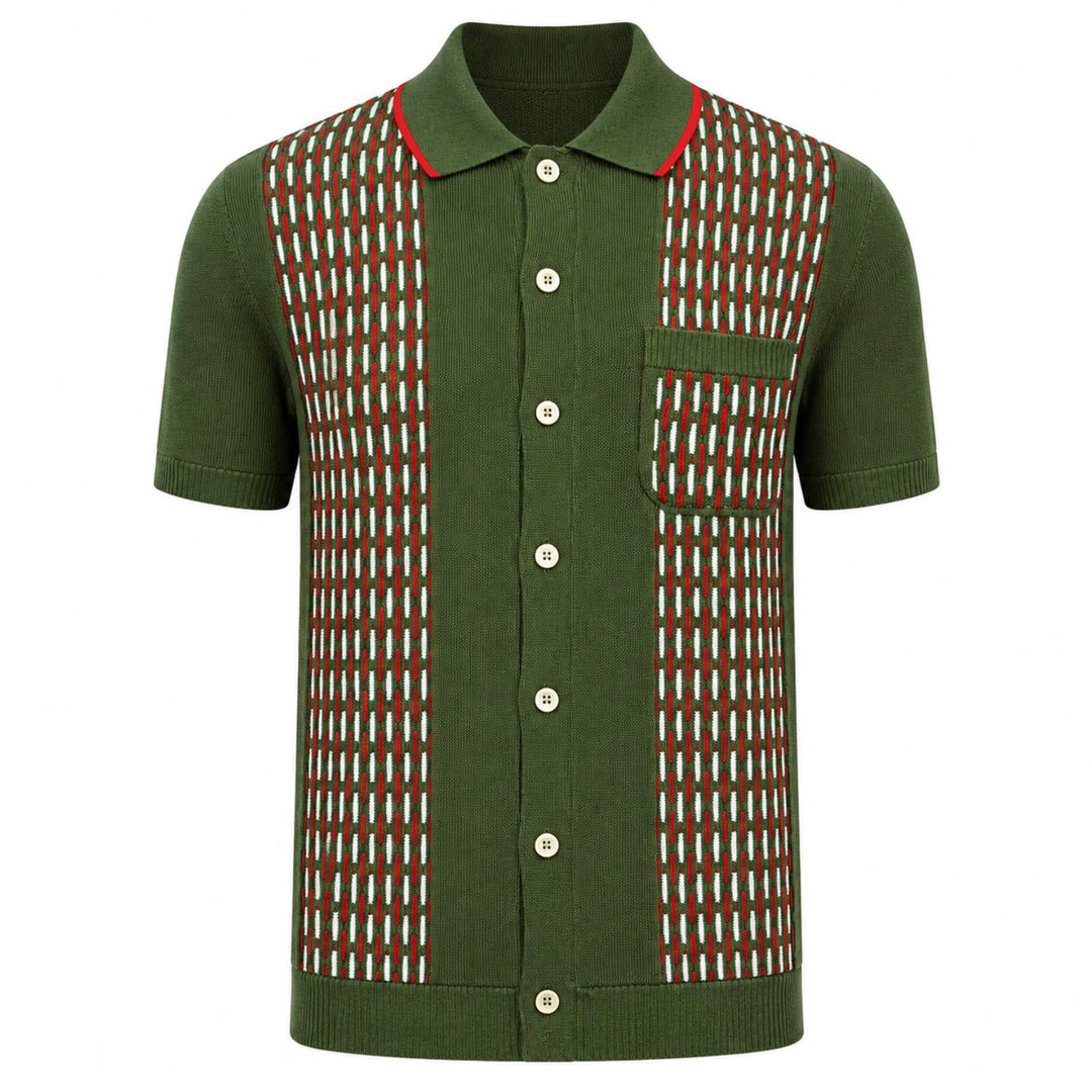 Groen Klassiek Retro Geruit Jacquard Gebreid Vest voor Heren