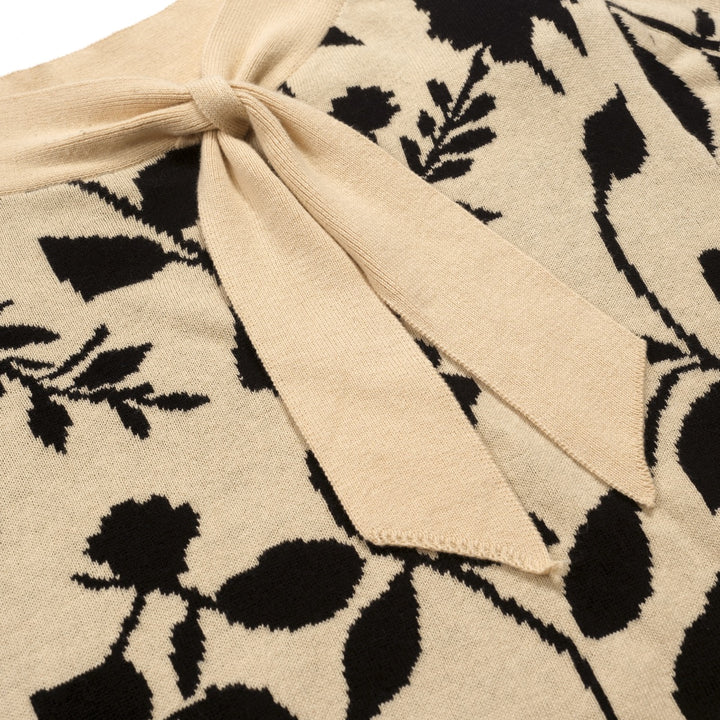 Women's Apricot Fashionable Botanical Classic Jacquard Knit T-Shirt