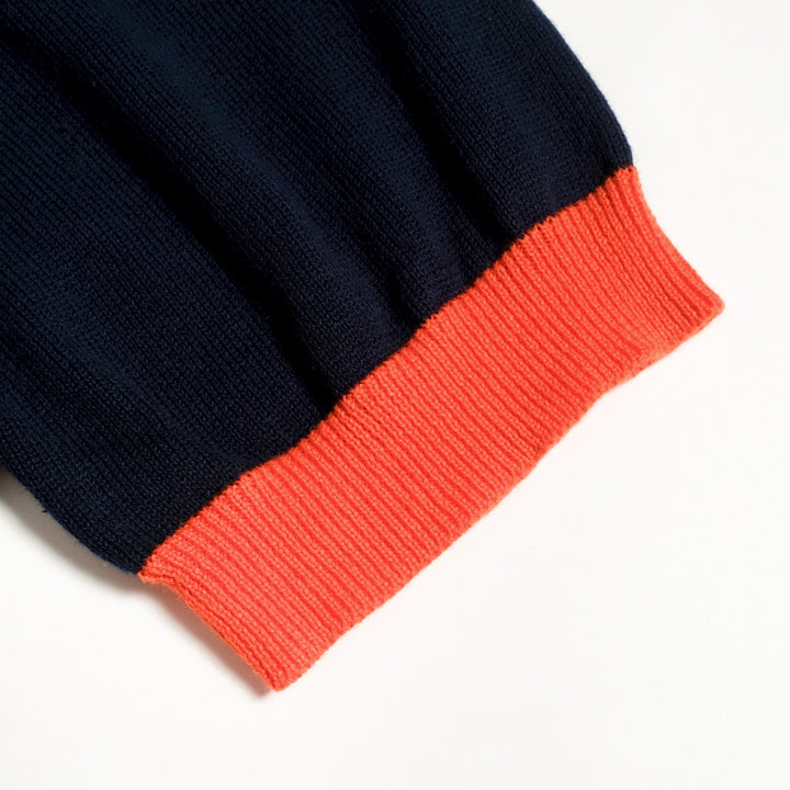 Women's Dark Blue Vintage Duck Jacquard Polo Knit T-shirt - Designed by Tala Hunt