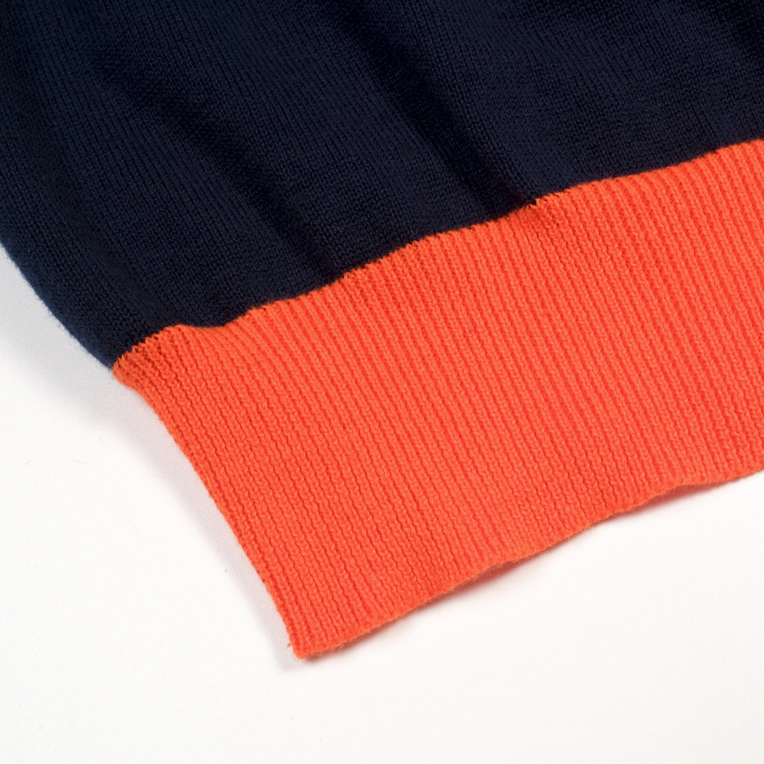 Women's Dark Blue Vintage Duck Jacquard Polo Knit T-shirt - Designed by Tala Hunt