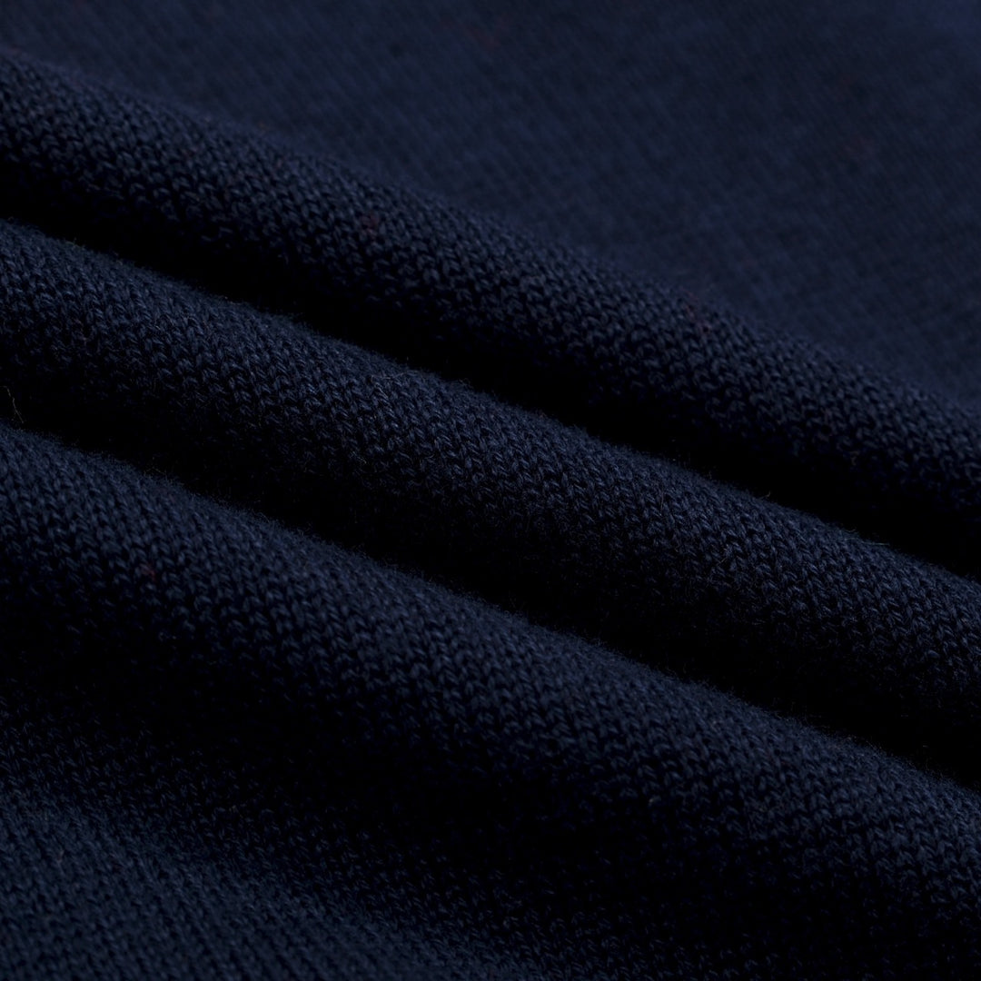 Women's Dark Blue Vintage Duck Jacquard Polo Knit T-shirt - Designed by Tala Hunt