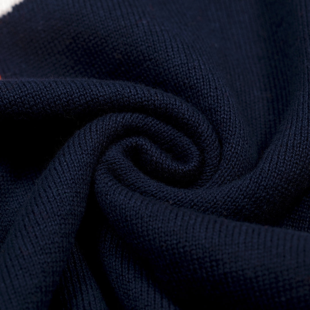 Women's Dark Blue Vintage Duck Jacquard Polo Knit T-shirt - Designed by Tala Hunt