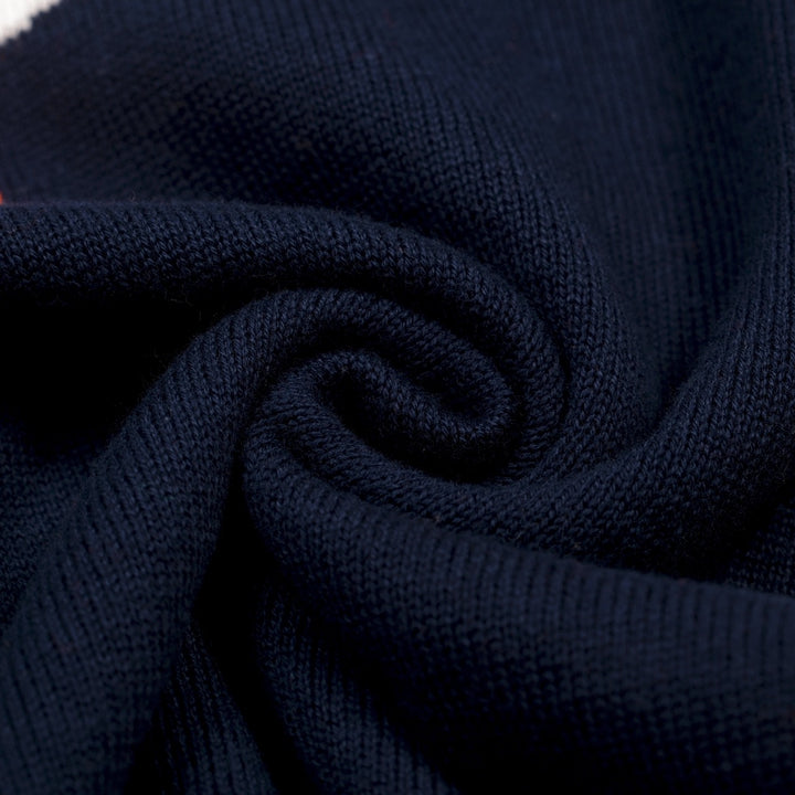 Women's Dark Blue Vintage Duck Jacquard Polo Knit T-shirt - Designed by Tala Hunt