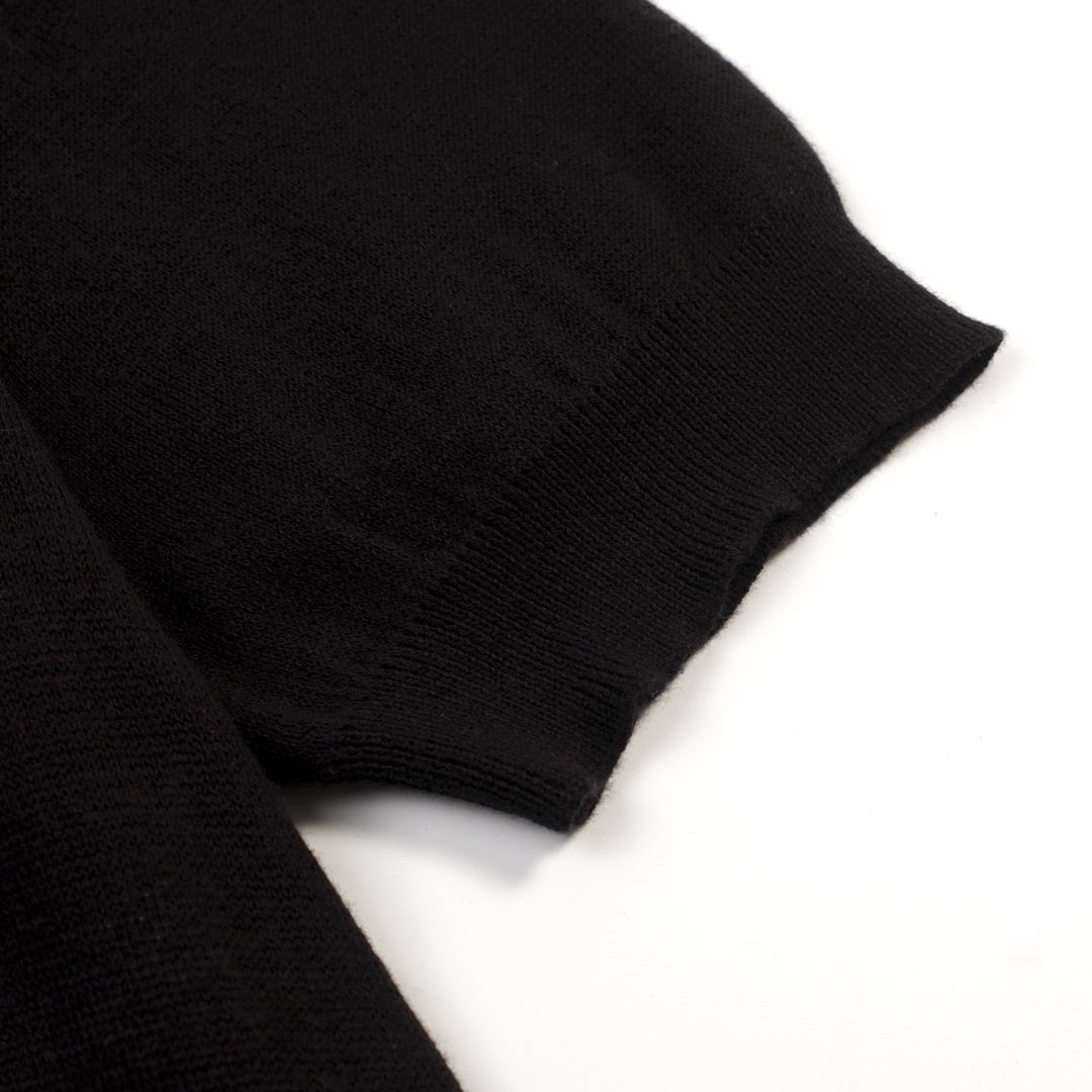 Women's Black Vintage Animal Jacquard Knit T-Shirt