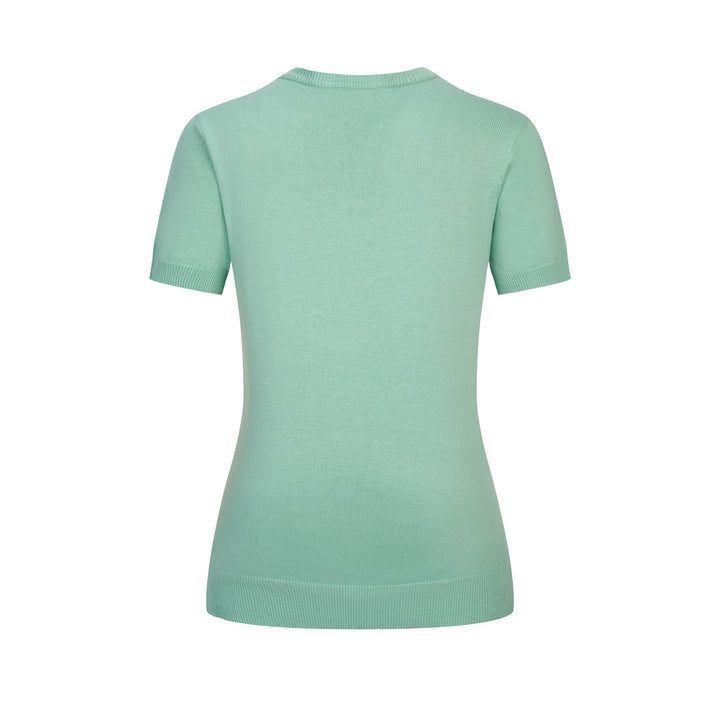 Women's Mint Green Vintage Dessert Embroidery Knit T-Shirt