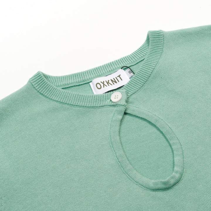 Women's Mint Green Vintage Dessert Embroidery Knit T-Shirt