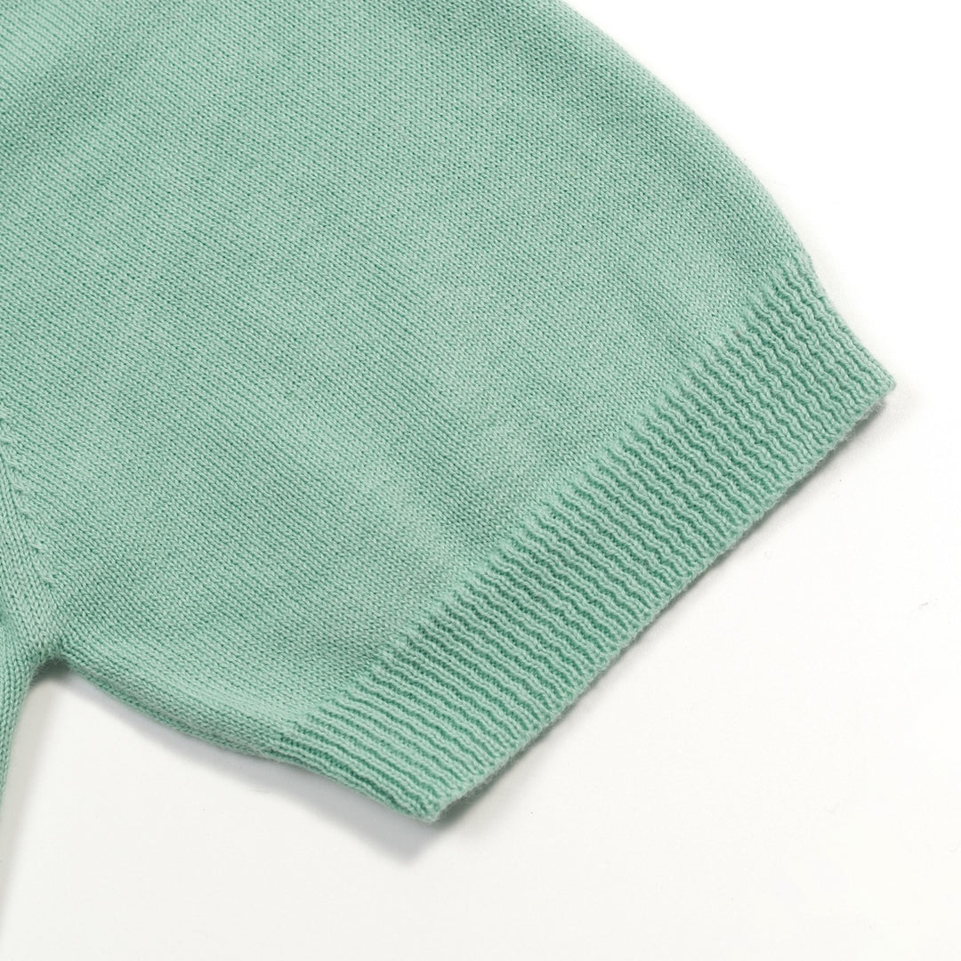 Women's Mint Green Vintage Dessert Embroidery Knit T-Shirt