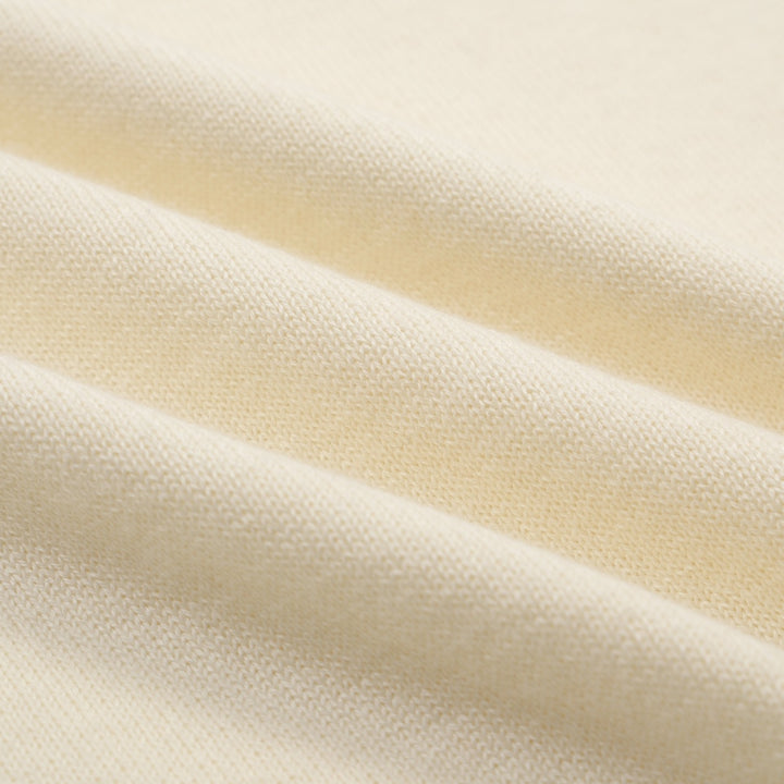 Maglia Polo Knit Jacquard Rétro Minimalista Albicocca Bianco Donna