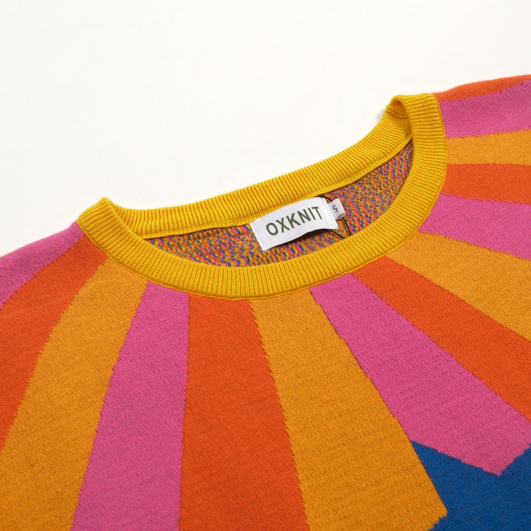 Women's Yellow Vintage Star Art Jacquard Knit T-shirt