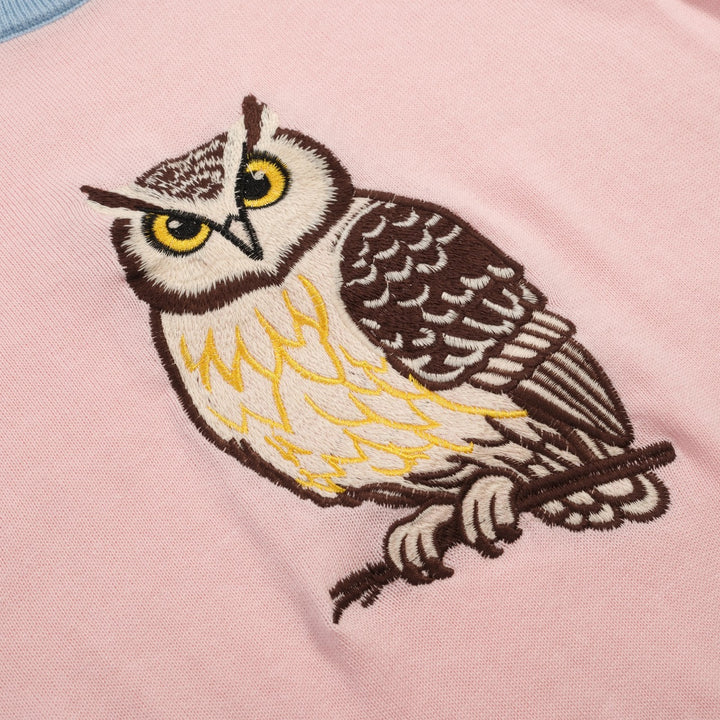 Kvinders pink dyrebroderet strik-T-shirt - beskåret længde