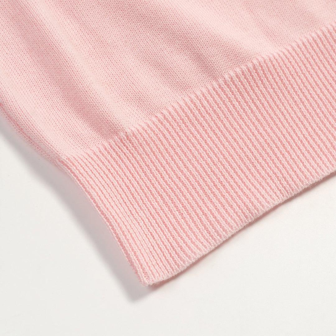 Kvinders pink dyrebroderet strik-T-shirt - beskåret længde