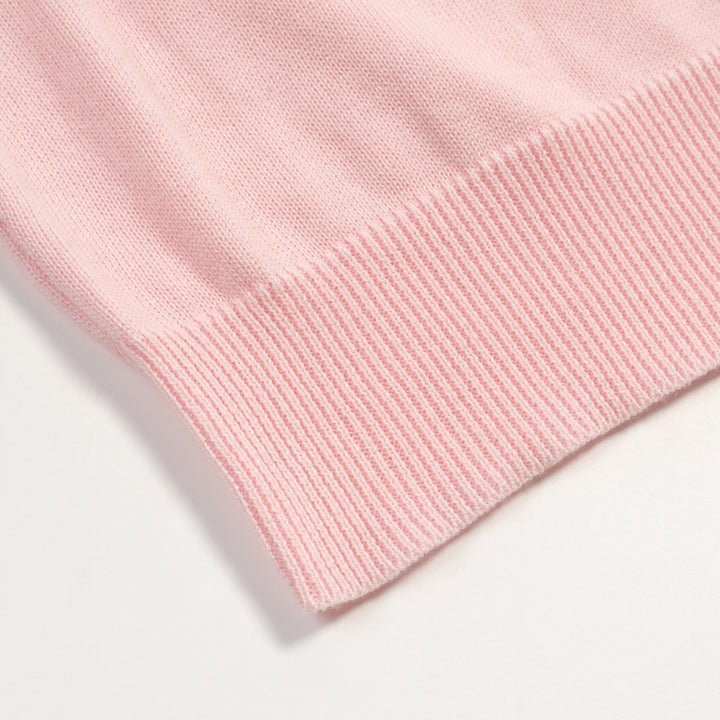 Kvinders pink dyrebroderet strik-T-shirt - beskåret længde