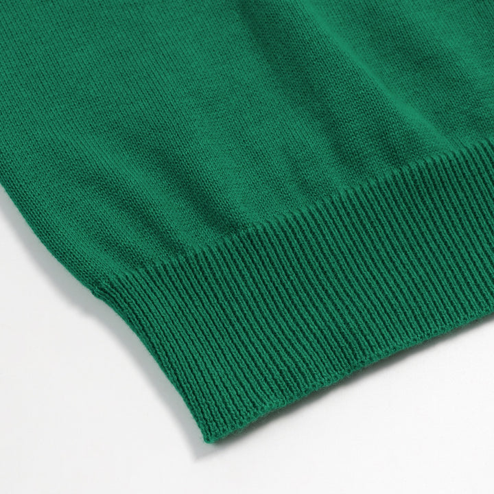 T-shirt Tricot Femme Col Polo Nœud Vert - Longueur Cropped