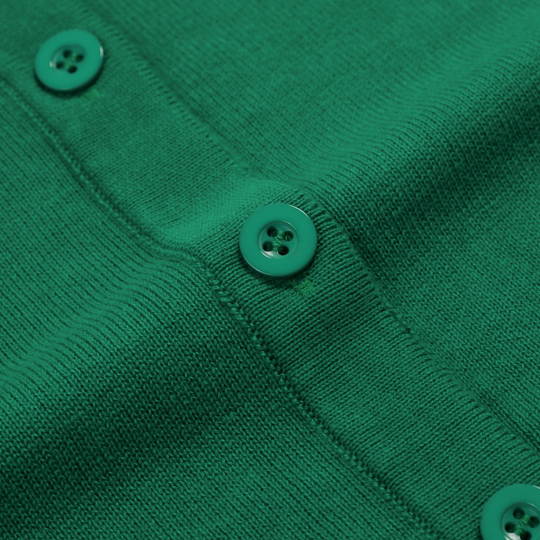 T-shirt Tricot Femme Col Polo Nœud Vert - Longueur Cropped