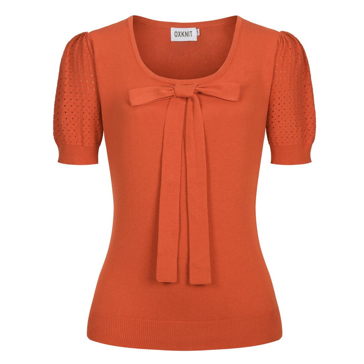 Orange Simple Puff Sleeve T-shirt til kvinder