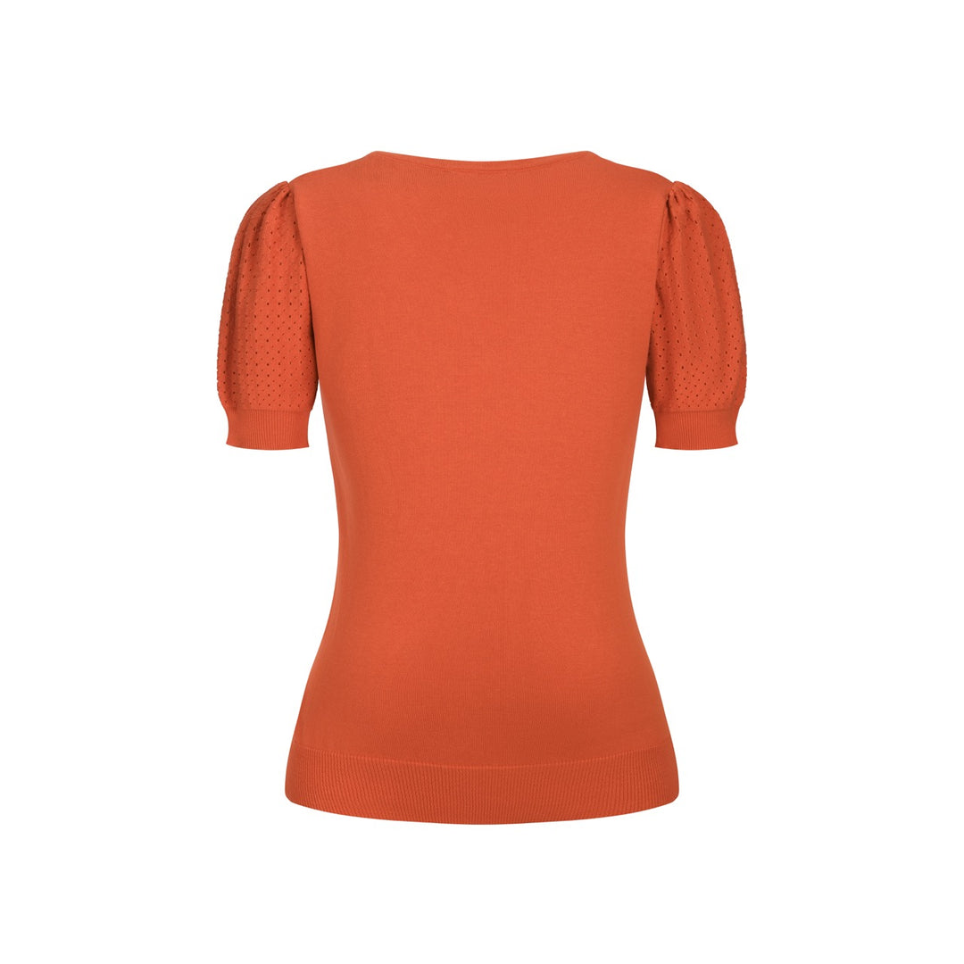 Orange Simple Puff Sleeve T-shirt til kvinder