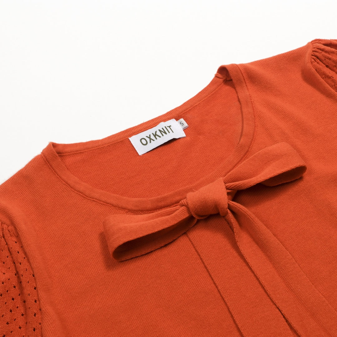 Orange Simple Puff Sleeve T-shirt til kvinder