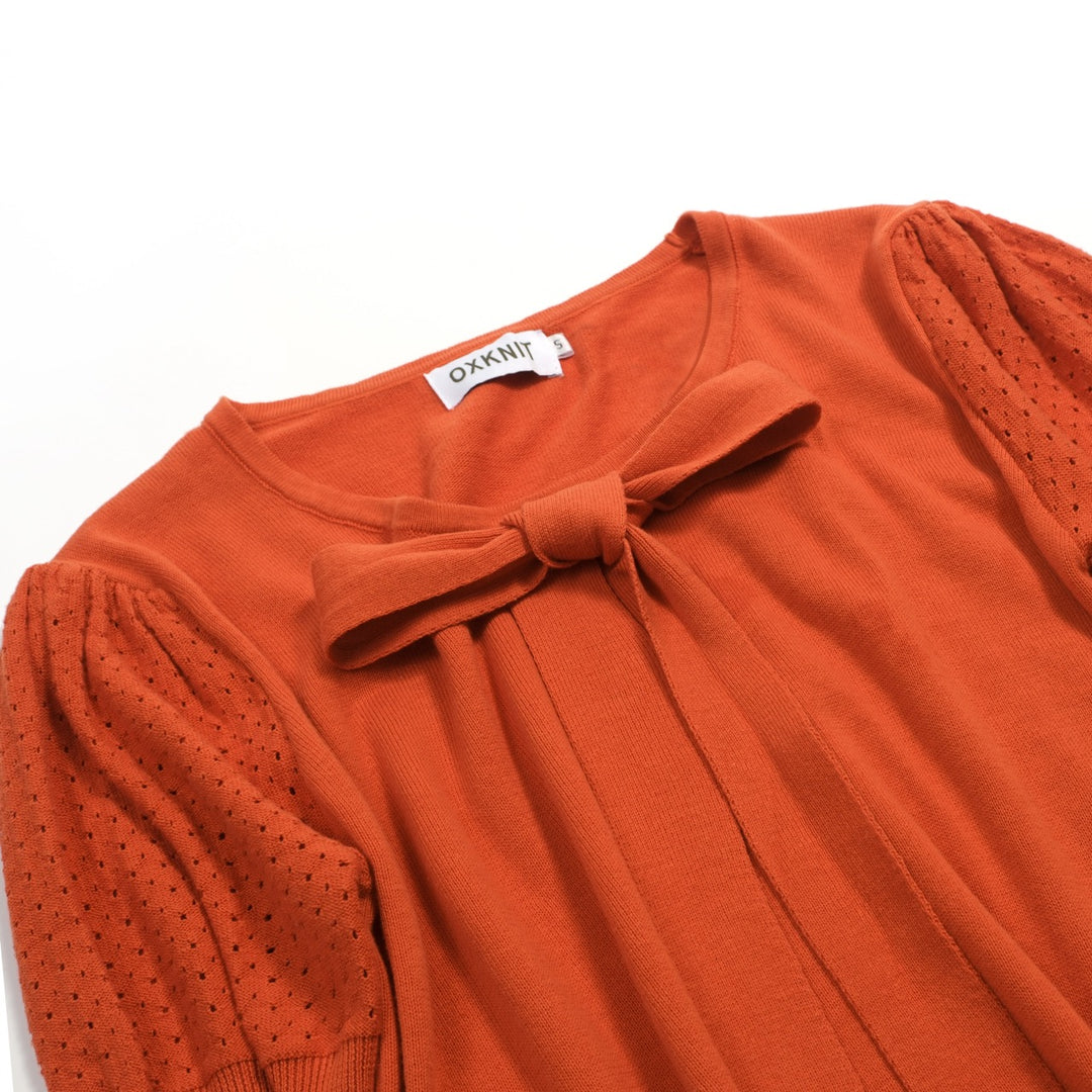 Orange Simple Puff Sleeve T-shirt til kvinder