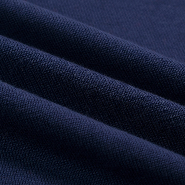 Maglietta da donna blu scuro con scollo a V e ricamo a farfalla