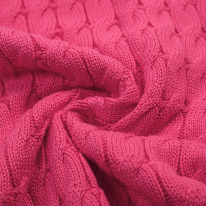 Rosa 70-tals höghalsad enkel stickad T-shirt för kvinnor