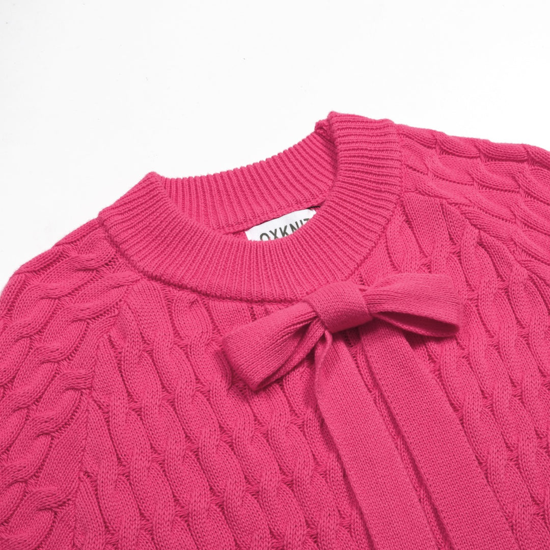 Rosa 70-tals höghalsad enkel stickad T-shirt för kvinnor
