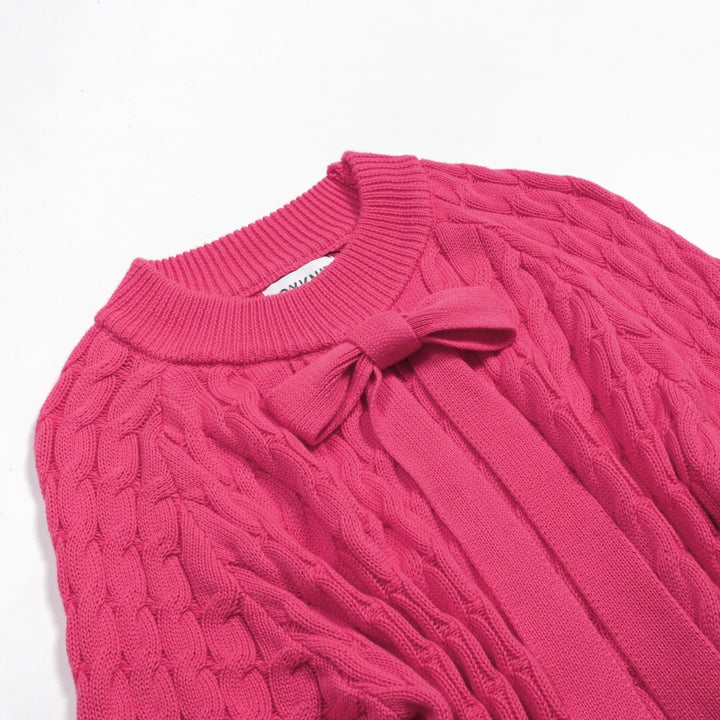 Rosa 70-tals höghalsad enkel stickad T-shirt för kvinnor