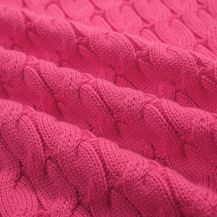 Rosa 70-tals höghalsad enkel stickad T-shirt för kvinnor