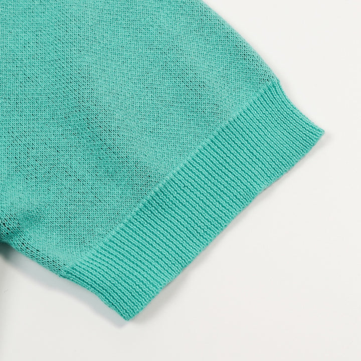 Groen gebreid T-shirt met V-hals en luipaardprint voor dames