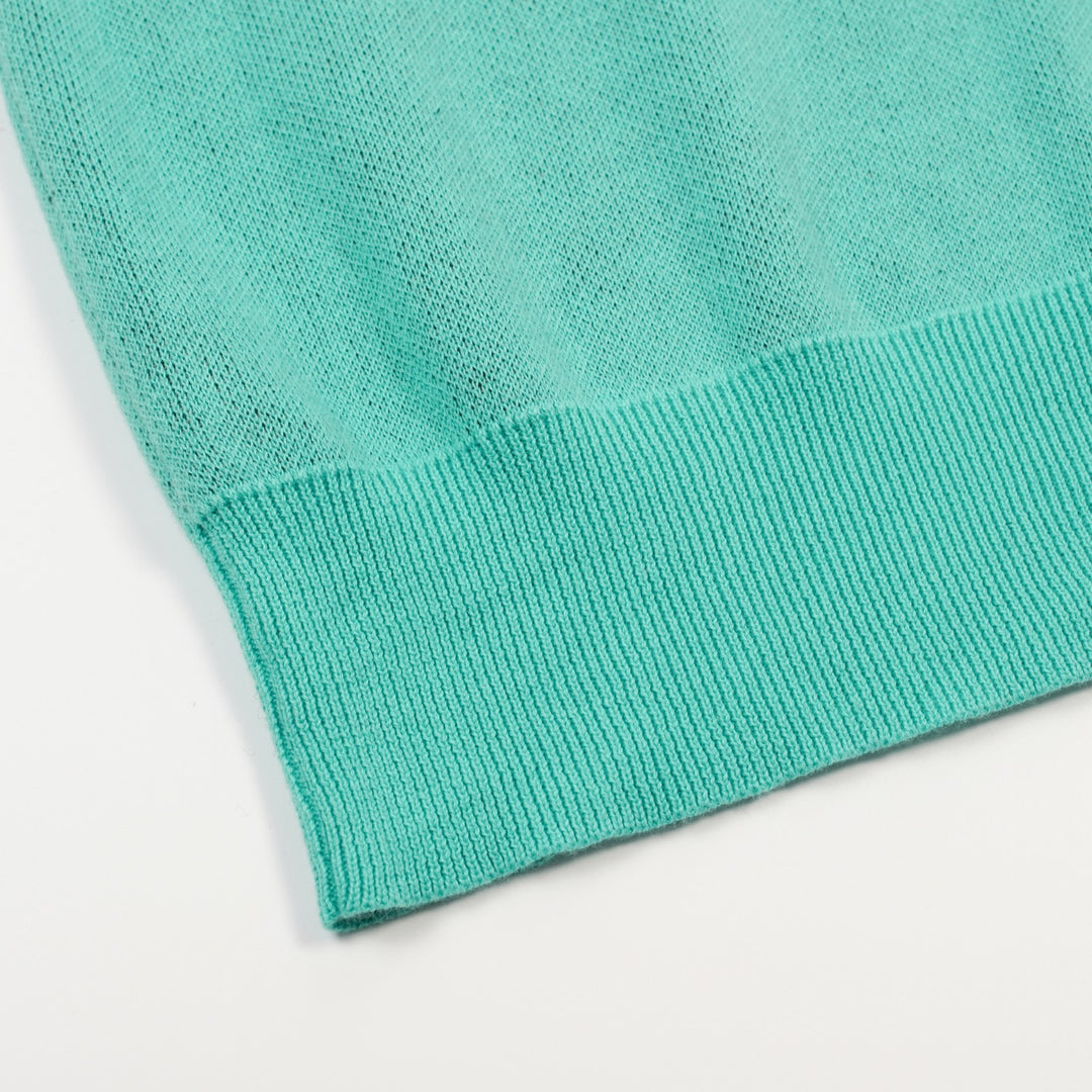 Groen gebreid T-shirt met V-hals en luipaardprint voor dames