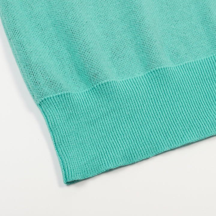 Groen gebreid T-shirt met V-hals en luipaardprint voor dames