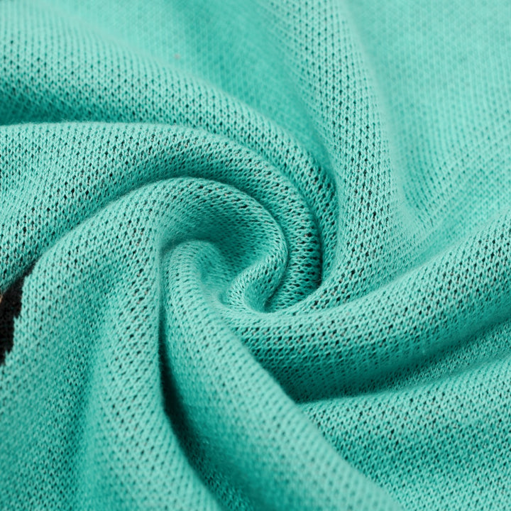 Groen gebreid T-shirt met V-hals en luipaardprint voor dames