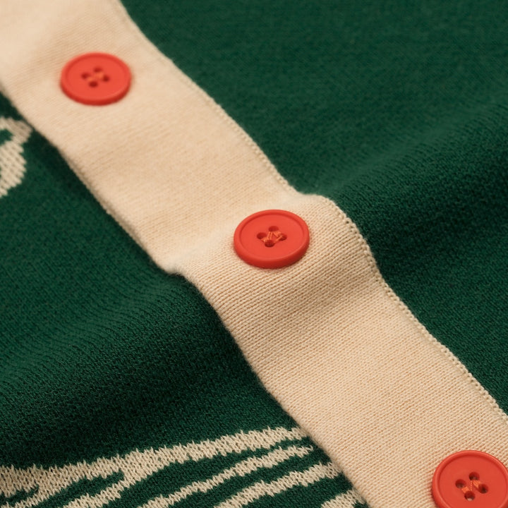 Groen Retro Luxe Stijl Heren Vest met Tijger Jacquard Breisel
