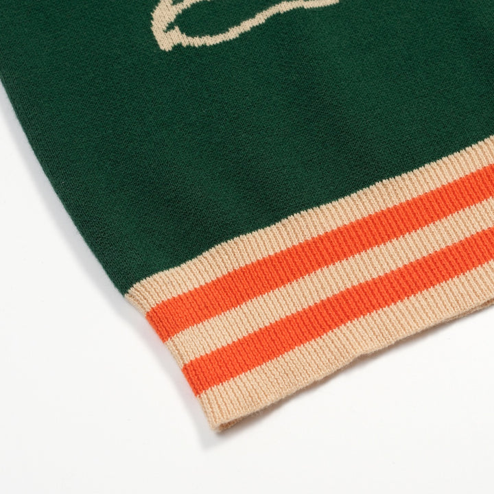 Groen Retro Luxe Stijl Heren Vest met Tijger Jacquard Breisel