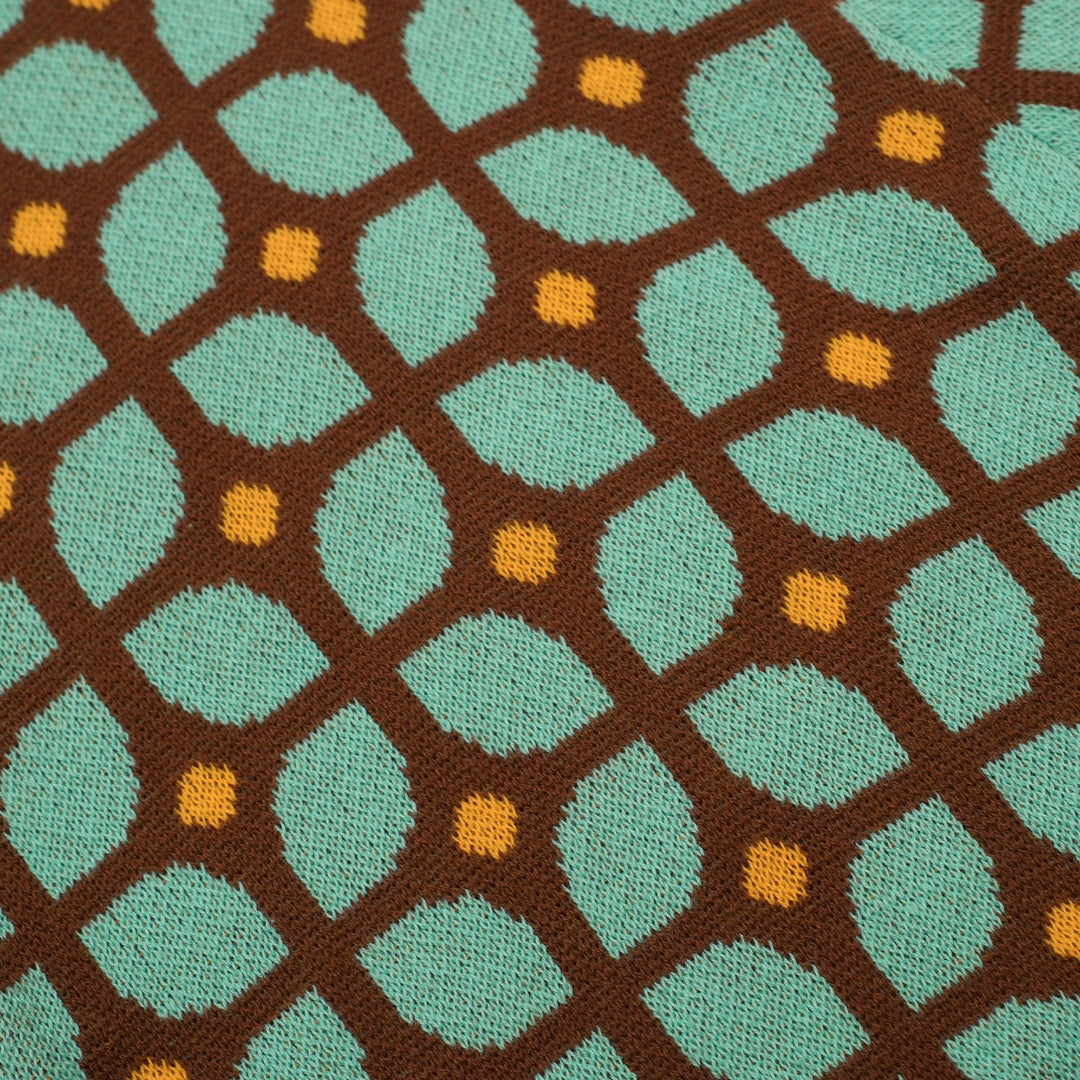 Heren Multicolor Geometrisch Patroon Rits Jacquard Polo Gebreide Trui