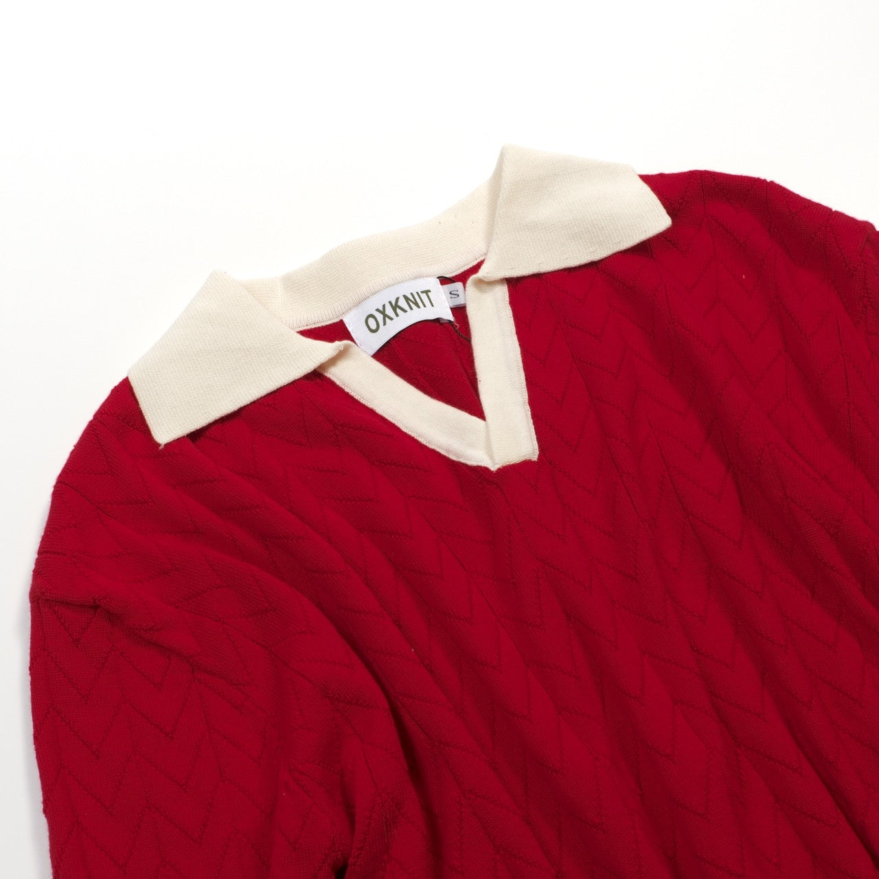 Men's Red Retro Zigzag Knit Polo Sweater – OXKnit