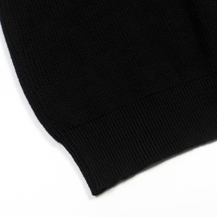 Women's Black Vintage Rose Embroidered Polo Collar Knit T-Shirt