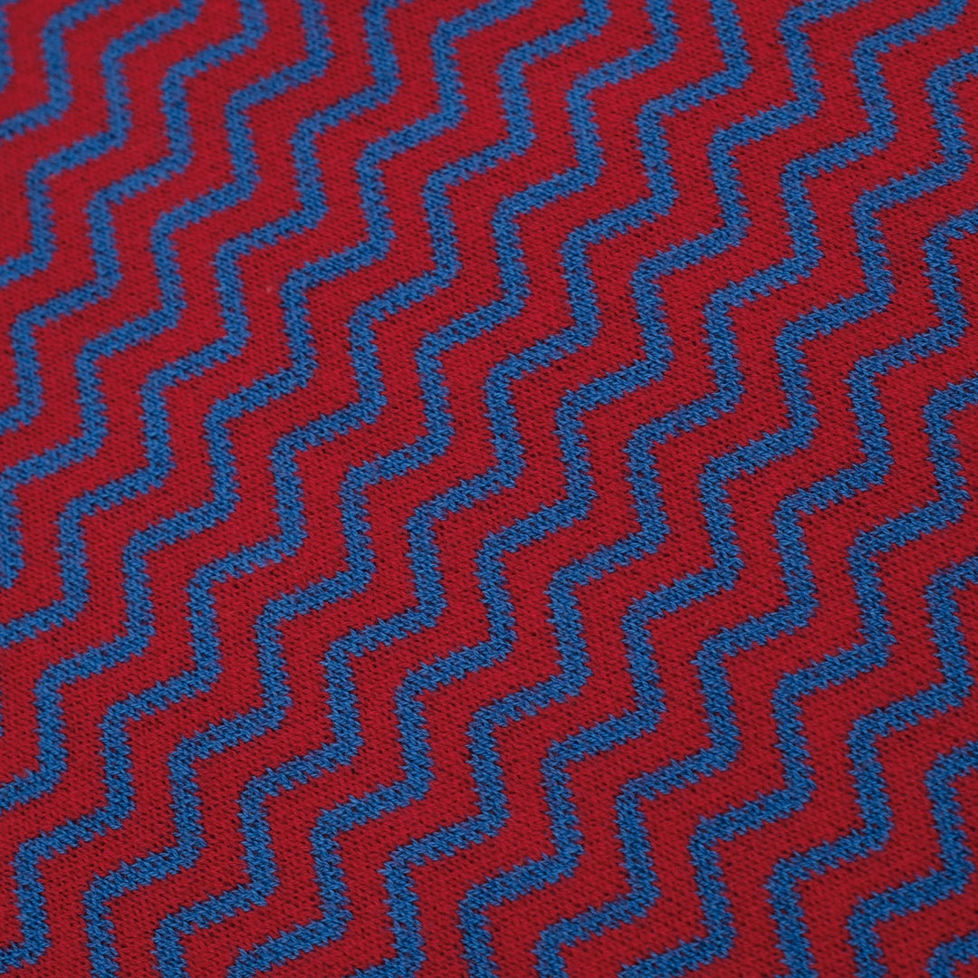 Dame Bourgogne Retro Bølget Stribet Jacquardstrikket Skulder T-shirt - Kort Længde