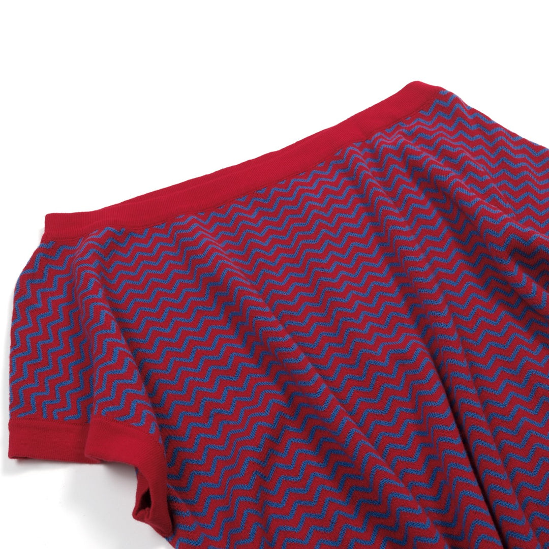Dame Bourgogne Retro Bølget Stribet Jacquardstrikket Skulder T-shirt - Kort Længde