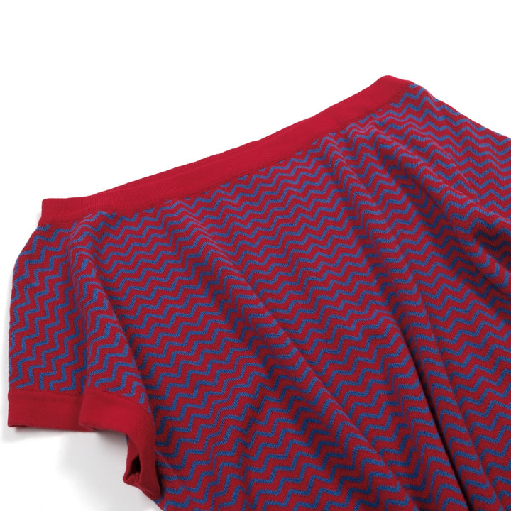 Dame Bourgogne Retro Bølget Stribet Jacquardstrikket Skulder T-shirt - Kort Længde