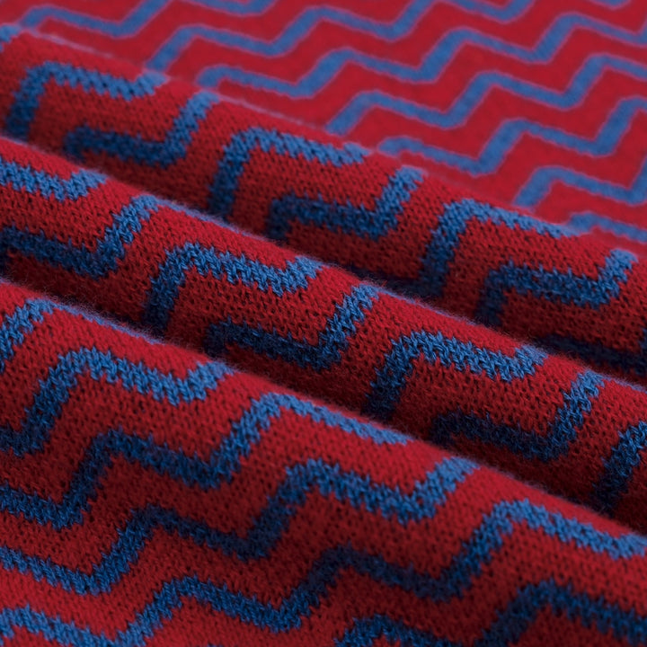 Dame Bourgogne Retro Bølget Stribet Jacquardstrikket Skulder T-shirt - Kort Længde