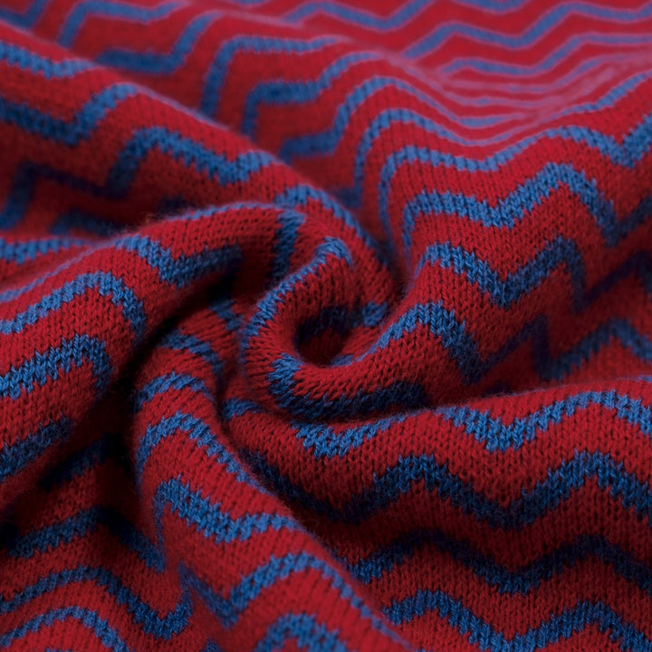 Dame Bourgogne Retro Bølget Stribet Jacquardstrikket Skulder T-shirt - Kort Længde