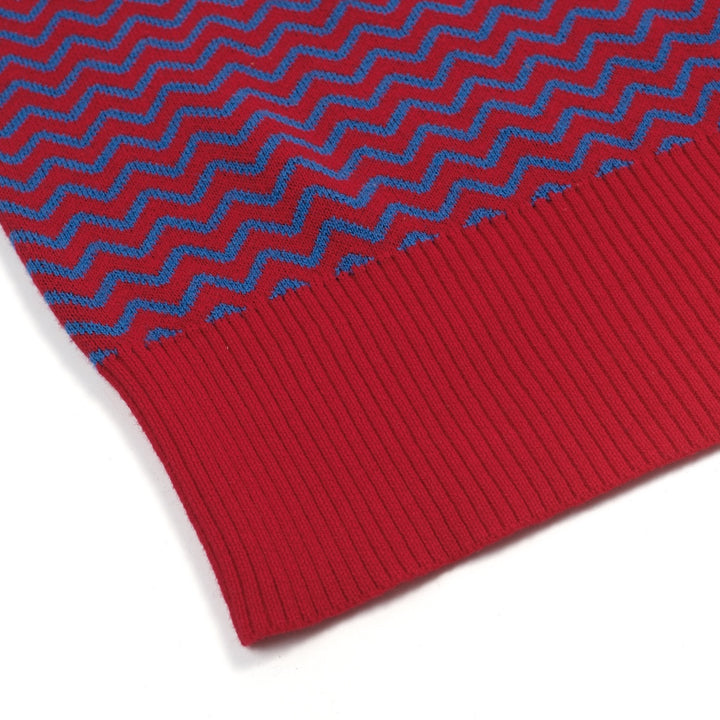 Dame Bourgogne Retro Bølget Stribet Jacquardstrikket Skulder T-shirt - Kort Længde