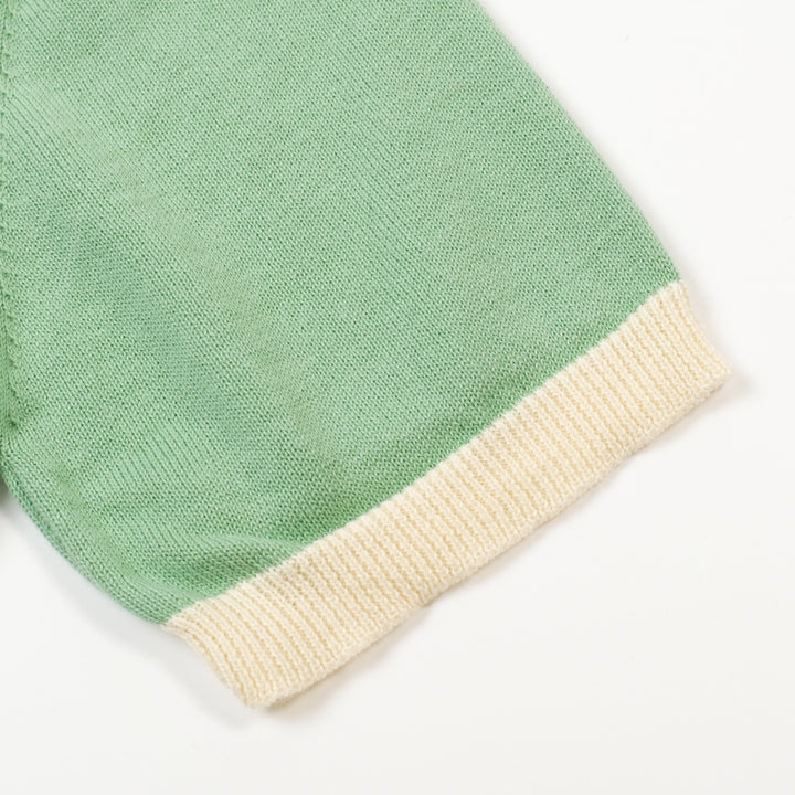 Suéter de punto con bordado de gato retro verde frijol para mujer - Largo cropped